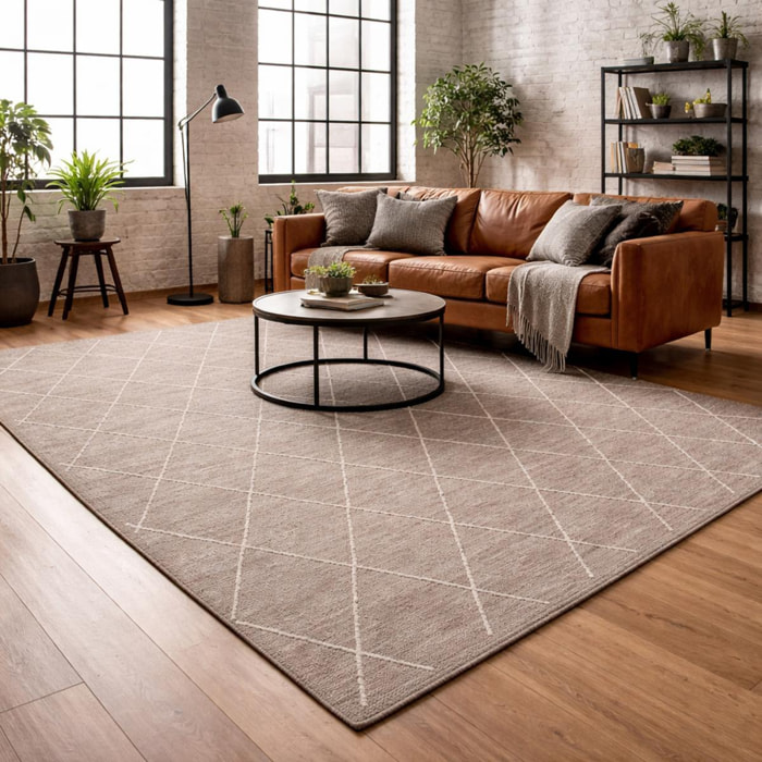 Tapis salon et chambre tissé en coton motif scandinave JABI