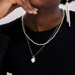 Collar de Perla Blanca acabado en oro amarillo de 18k