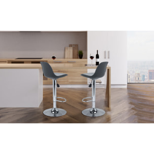 Tabourets de bar réglables Karl pied métal - Gris anthracite
