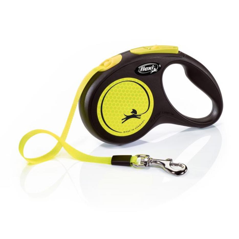 Laisse New Neon S Tape 5 m black/ neon yellow Flexi CL11T5-251-S-NEOGE