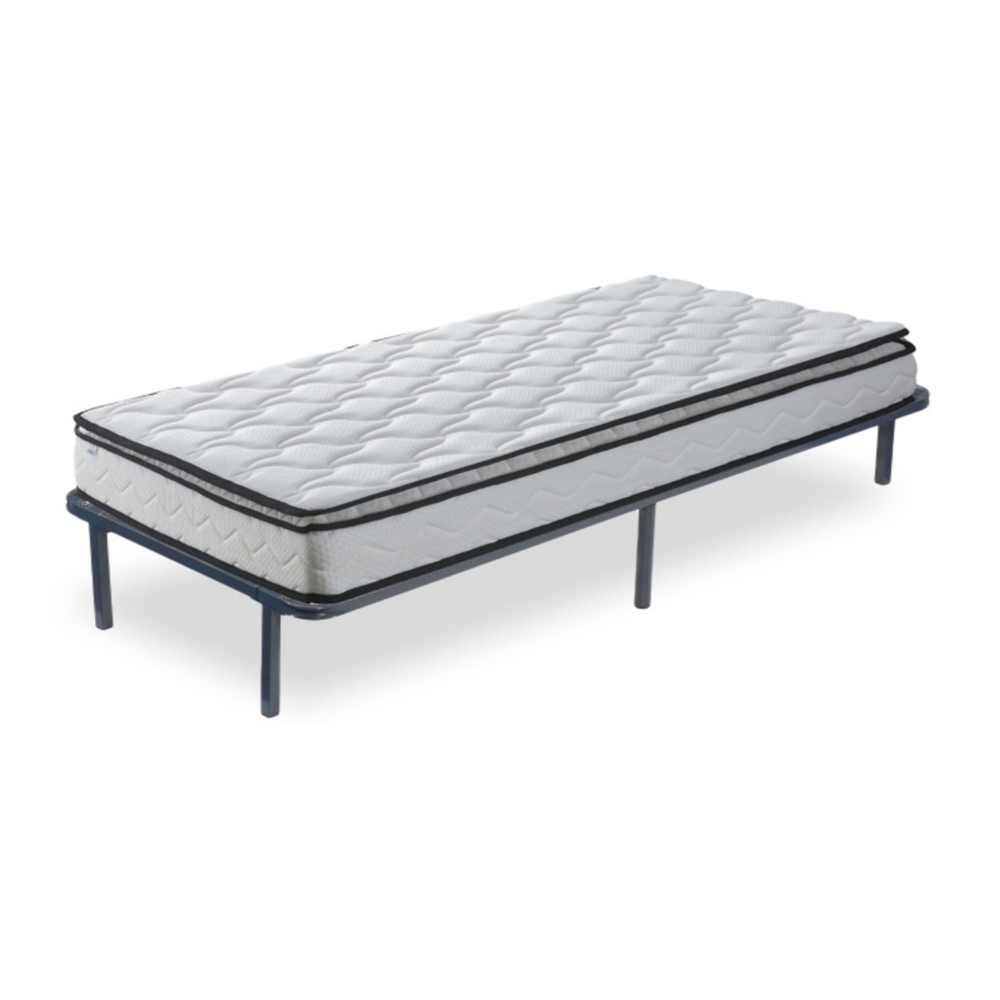 Ensemble sommier cadre métallique & Matelas | Mémoire de forme avec surmatelas intégré | lattes réglables flexibles | Robustesse et confort