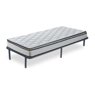 Ensemble sommier cadre métallique & Matelas | Mémoire de forme avec surmatelas intégré | lattes réglables flexibles | Robustesse et confort
