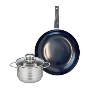 Ensemble de 1 Poêle de cuisson 28 cm et 1 faitout 16 cm Elo Prima Brillant