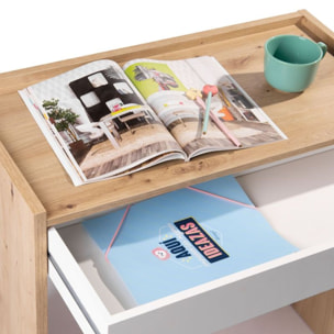 Mesa de escritorio Noa Blanco Artik (Blanco Mate) - Roble Nodi