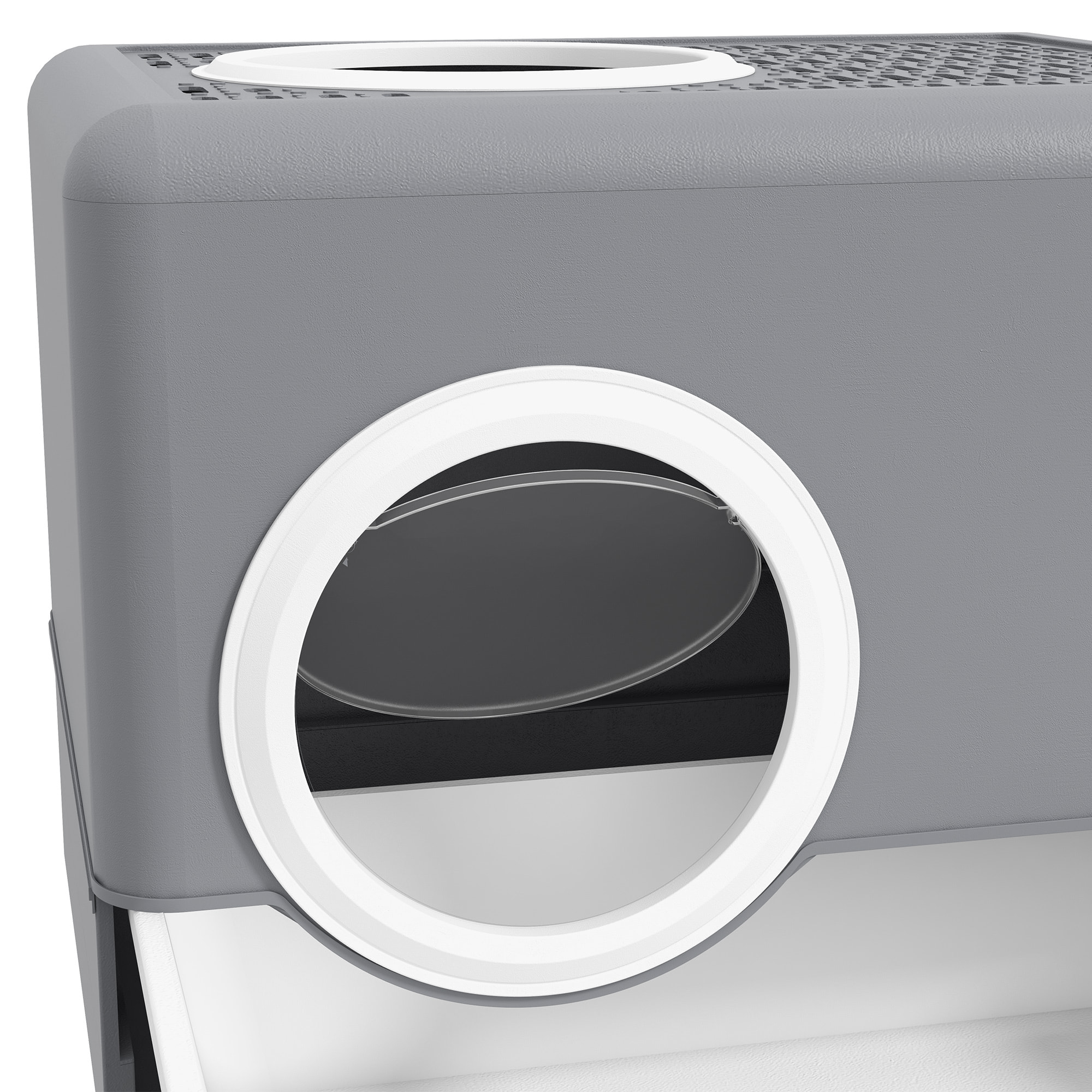 Arenero para Gatos Cubierto, Caja de Arena para Gatos con Bandeja Extraíble, Entrada Frontal y Salida Superior, Pala, Fácil de Limpiar, Antifugas, Gris