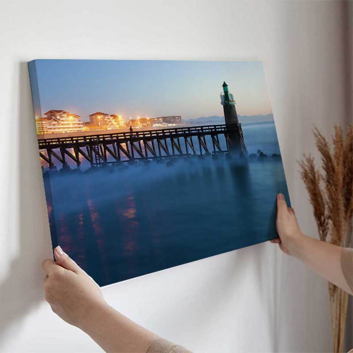 Tableau phare Capbreton nuit bleue Toile imprimée