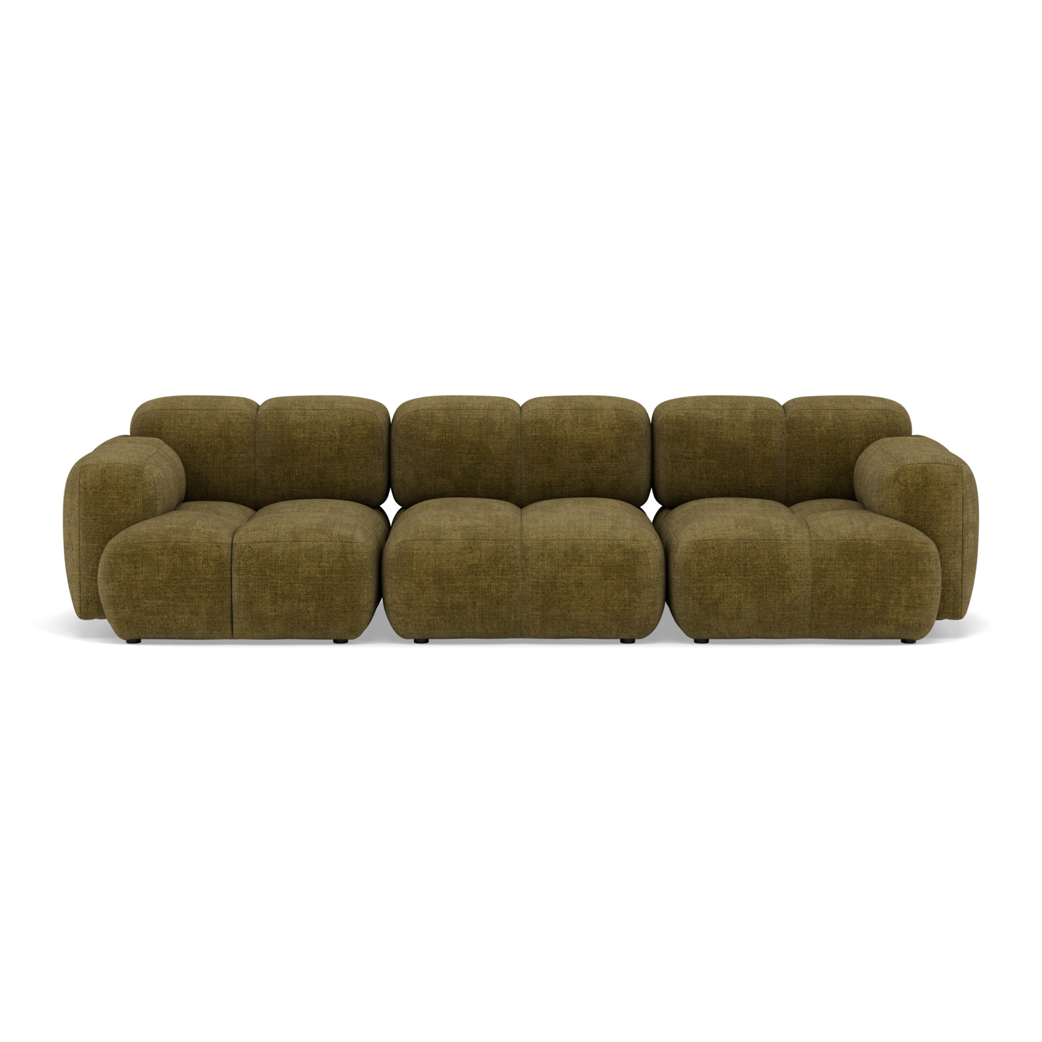 Grace - canapé modulable 3 places en velours texturé - Vert Olive