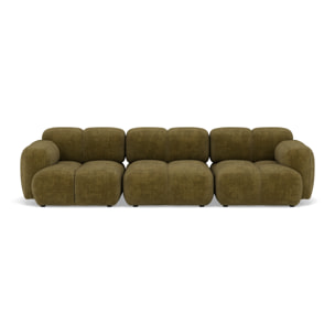 Grace - canapé modulable 3 places en velours texturé - Vert Olive