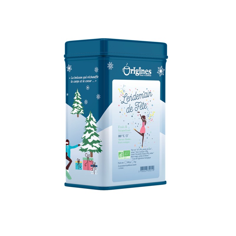 Lendemain de Fête - Thé Vert Bio Menthe Fruits Exotiques - Boîte Métal Noël 100g