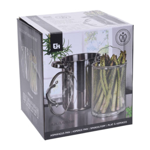 cacerola de espárragos en acero inoxidable ø16x21cm de fondo encapsulado y tapa de cristal