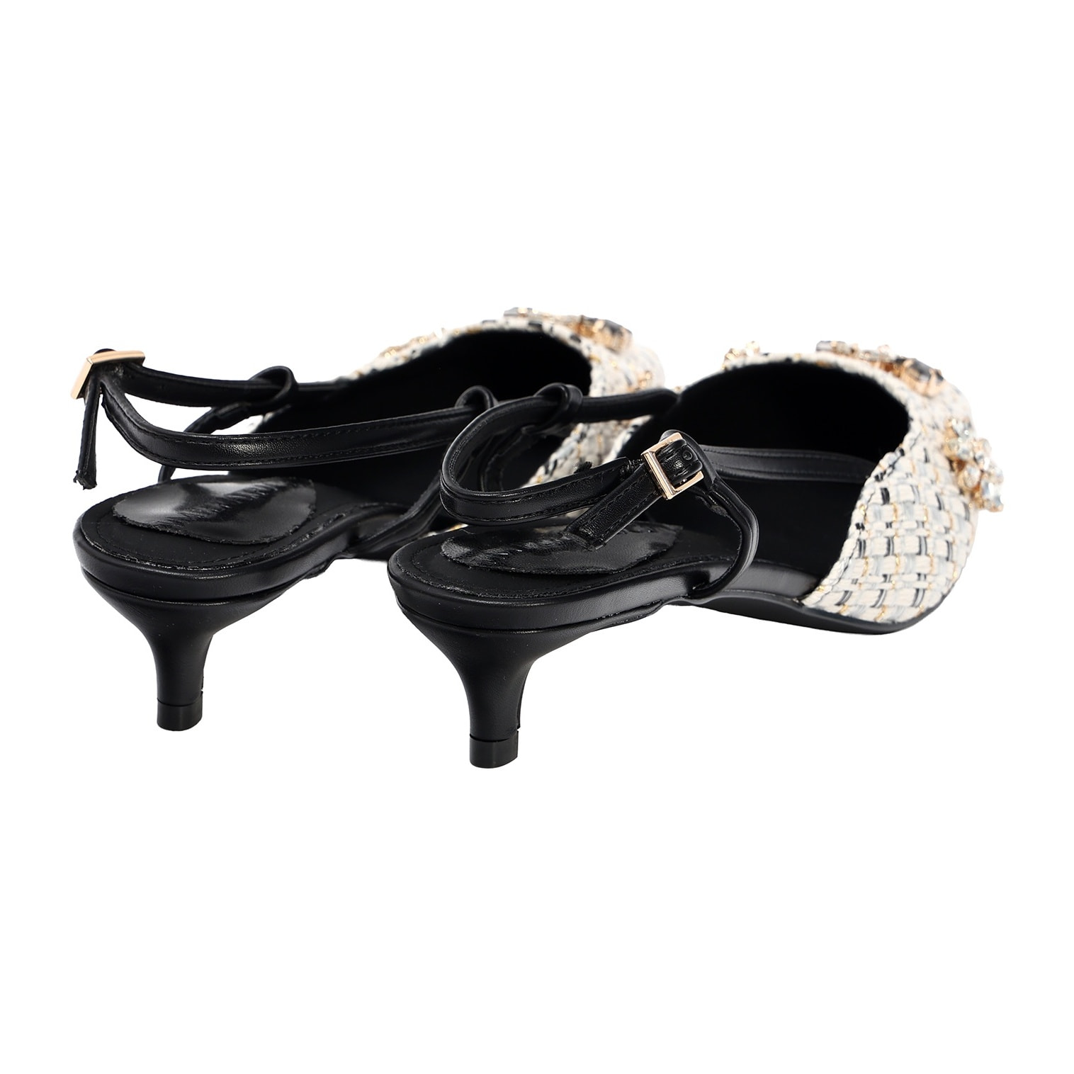 Decolletè con applicazione gioiello- tacco 4,5 cm