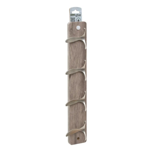 Patère Aly 4 têtes L45cm bois clair gris