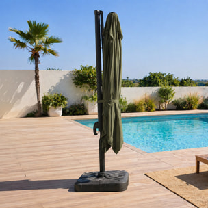 Parasol carré 3x3 déporté rotatif vert en aluminium RAFAELA