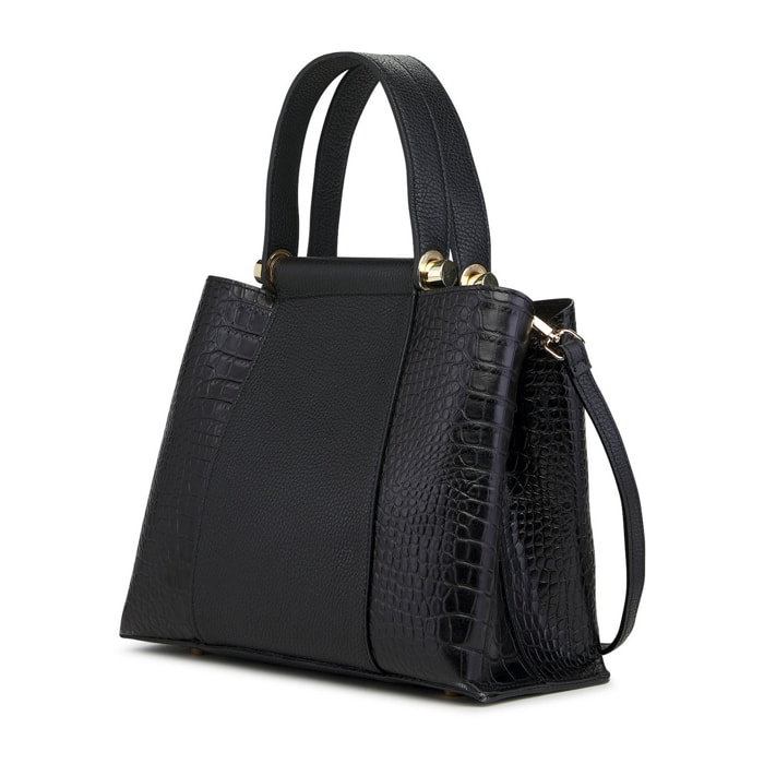 Borse Donna colore Nero-in pelle Made in Italy 25x29x13cm