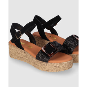 Sandalias de Tejido - Negro - Tacón: 5 cm