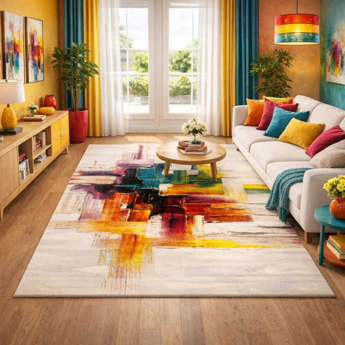 Tapis motif abstrait Rufa multicolore