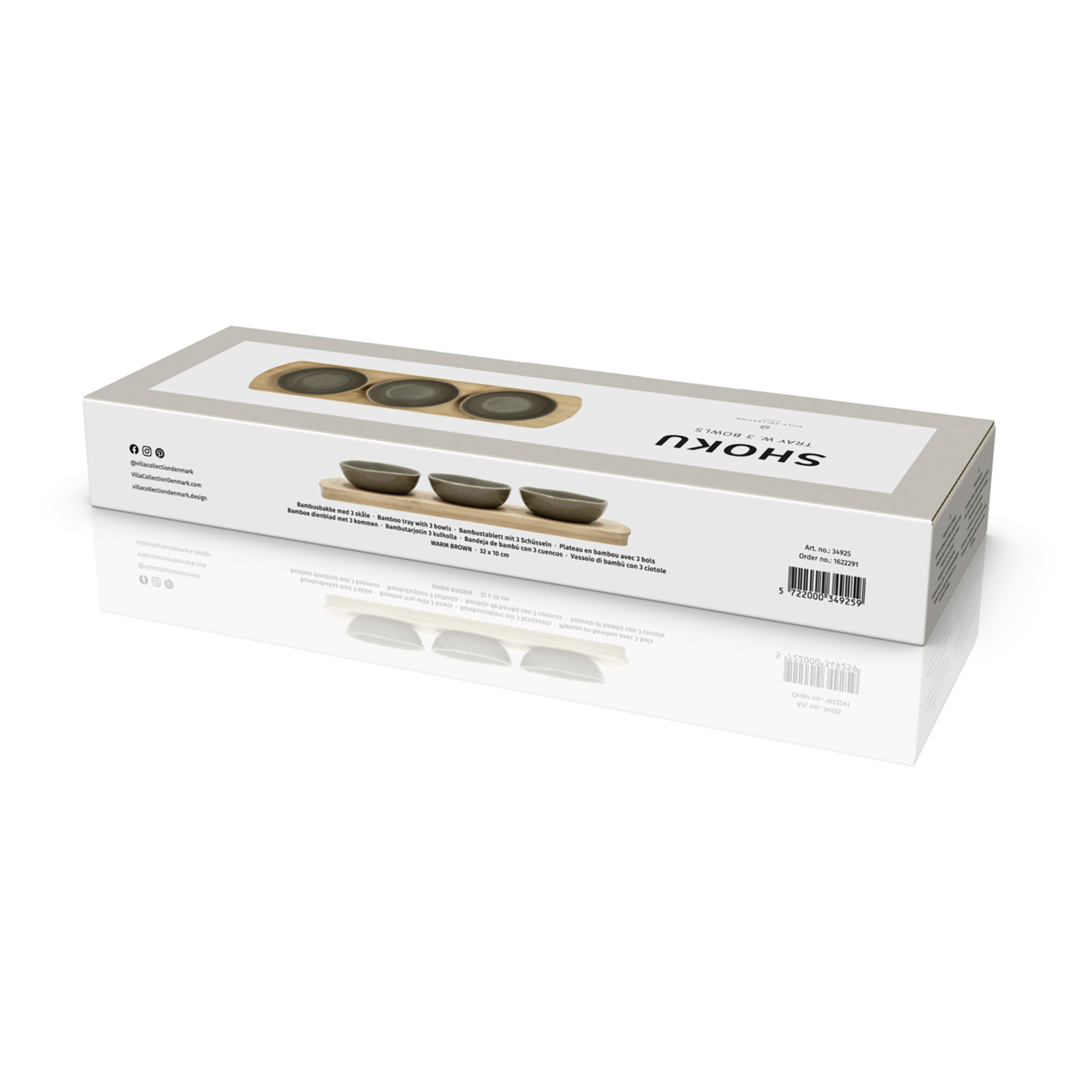 Plateau en bambou avec 3 bols Shoku