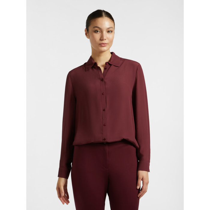 Elena Mirò - Camisa de crepé de China - Burgundy