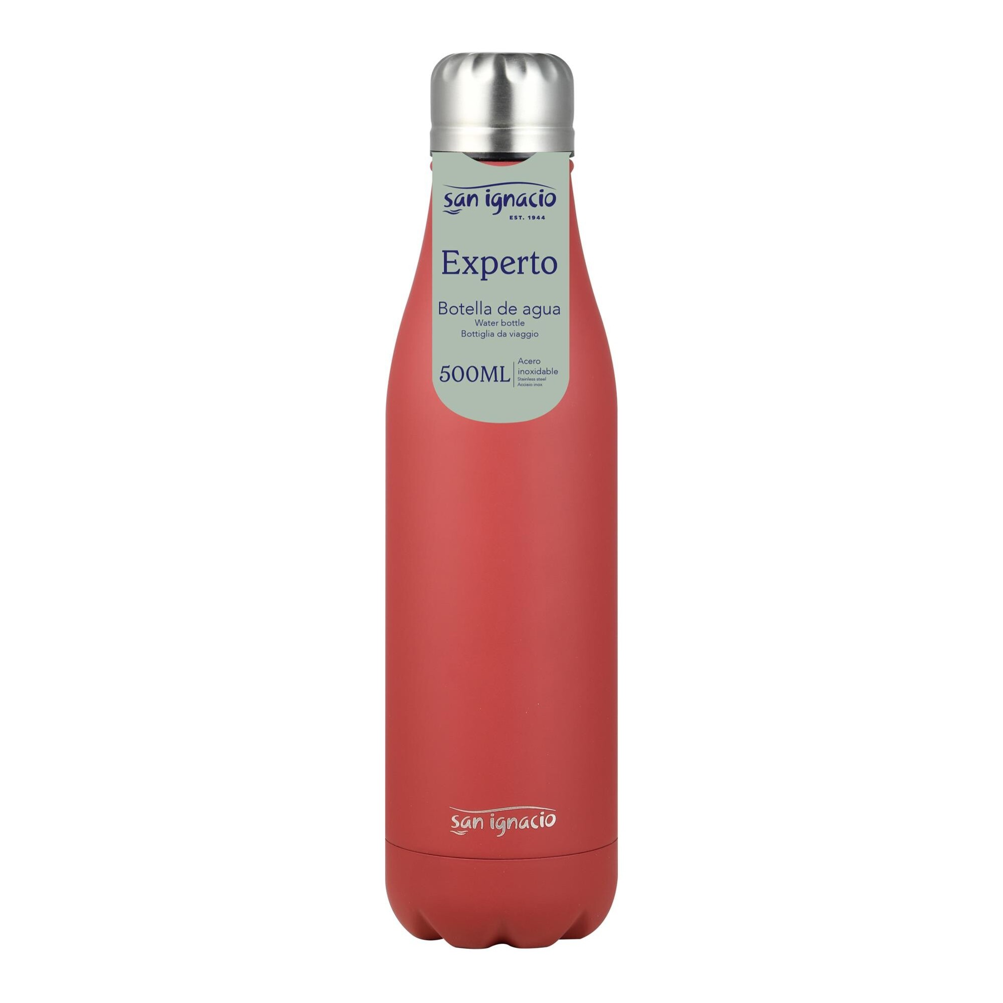 Botella de agua color rojo de ø7,1x26,7cm - 500ml acero inoxidable, para bebidas frías y calientes expert san ignacio