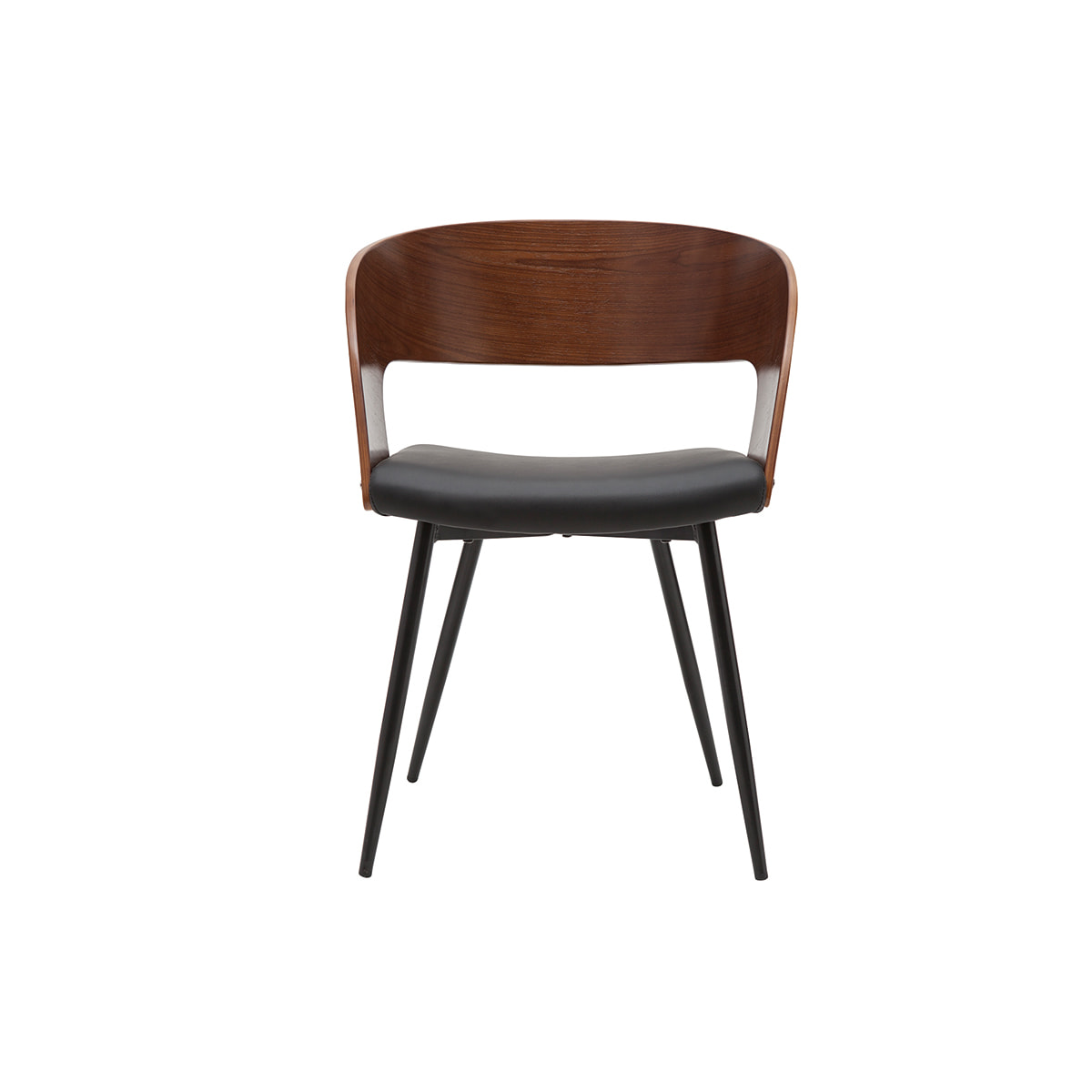 Chaises design bois foncé noyer, assises et métal noirs (lot de 2) RIFF