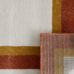 SANTAL - Tapis de salon ocre à motif cadre rétro