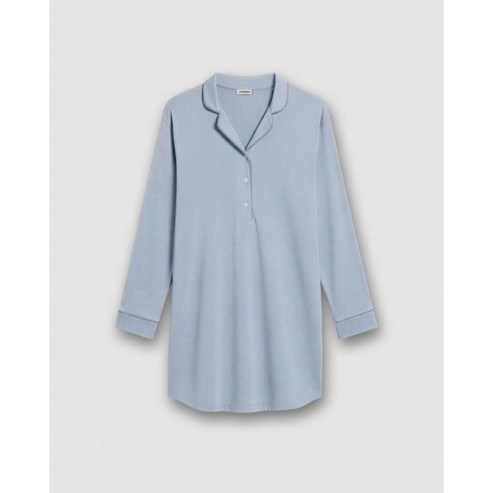 Camisón camisero algodón celeste