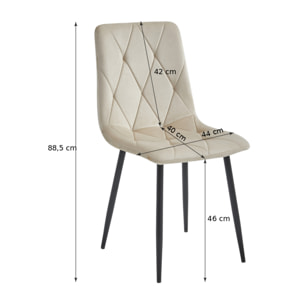 Set di 2 sedie Libra in velluto blu notte con gambe nere