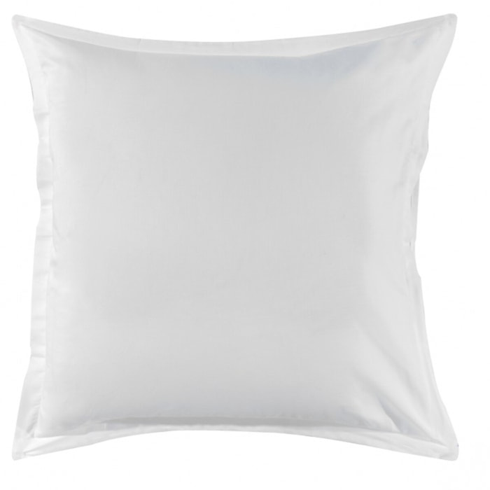 Taie d'oreiller unie en satin de coton, Made in France, TRIUMPH LINE , Blanc