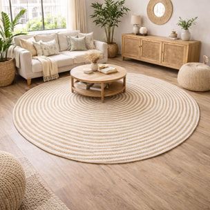 Tapis rond fait à la main en jute motif simple ROLI
