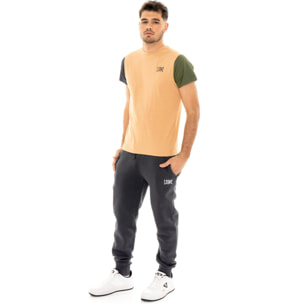 T-shirt uomo a manica corta in contrasto,logo piccolo Leone 1947 Color Block