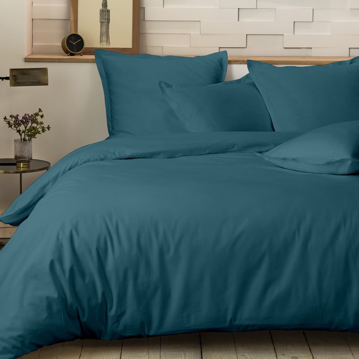 Parure housse de couette 100% gaze de coton unie - vert émeraude