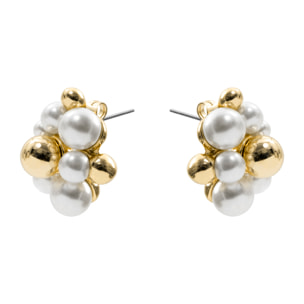Pendientes de Perla Blanca acabado en oro amarillo 18k