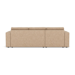Topaze - canapé d'angle réversible 4 places convertible avec coffre en simili - Beige