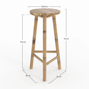 Tabouret de bar extérieur en bambou 74 cm - Eli