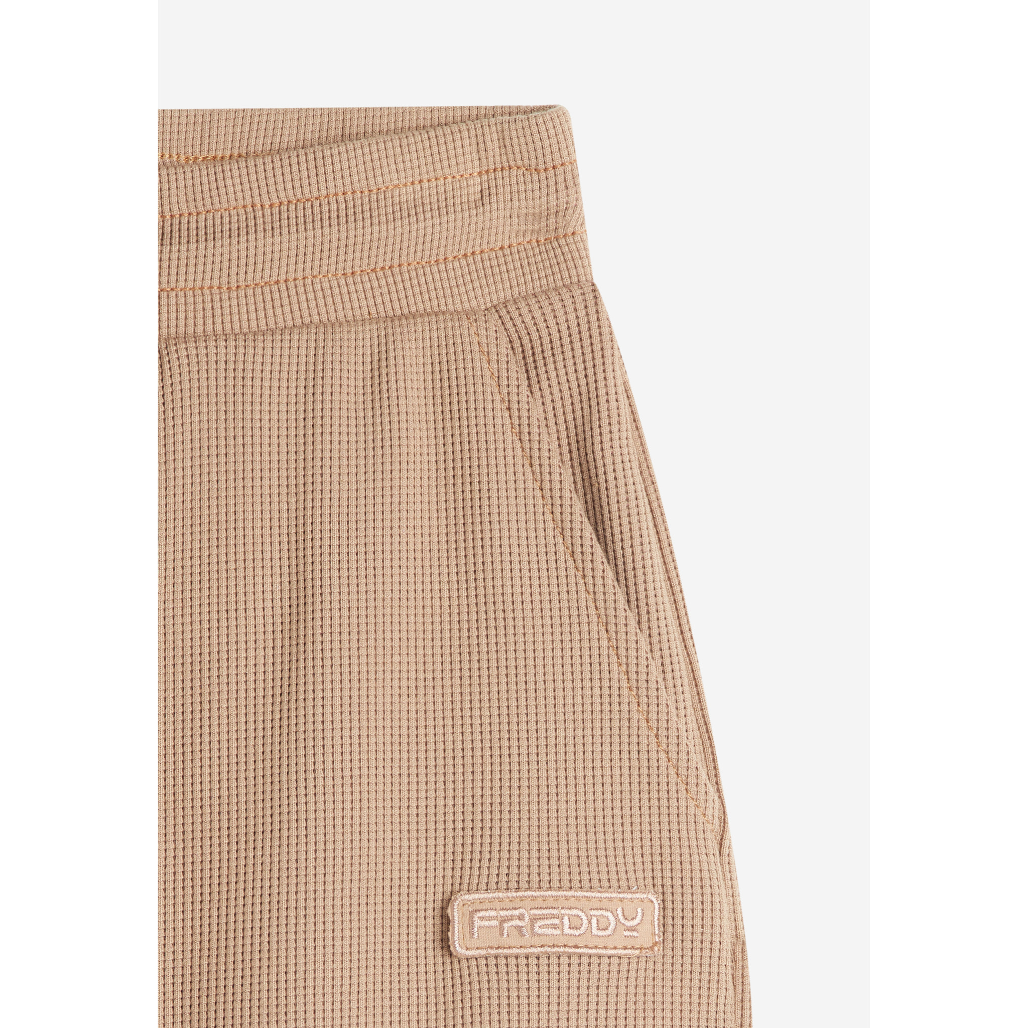 Pantaloni cargo da donna in tessuto jersey waffle