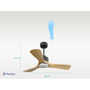 Ventilateur de plafond Réversible  Thermostat Dimmable Wifi Moteur à courant continu Toits en pente Télécommande Lumière à trois tons Hypersilence Mémoire