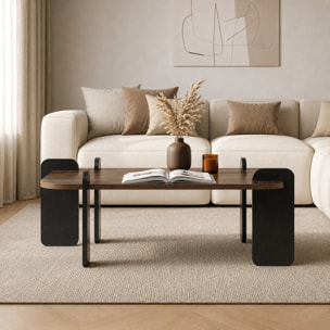 Table basse carrée effet noyer 90x90 cm BROOKLYN