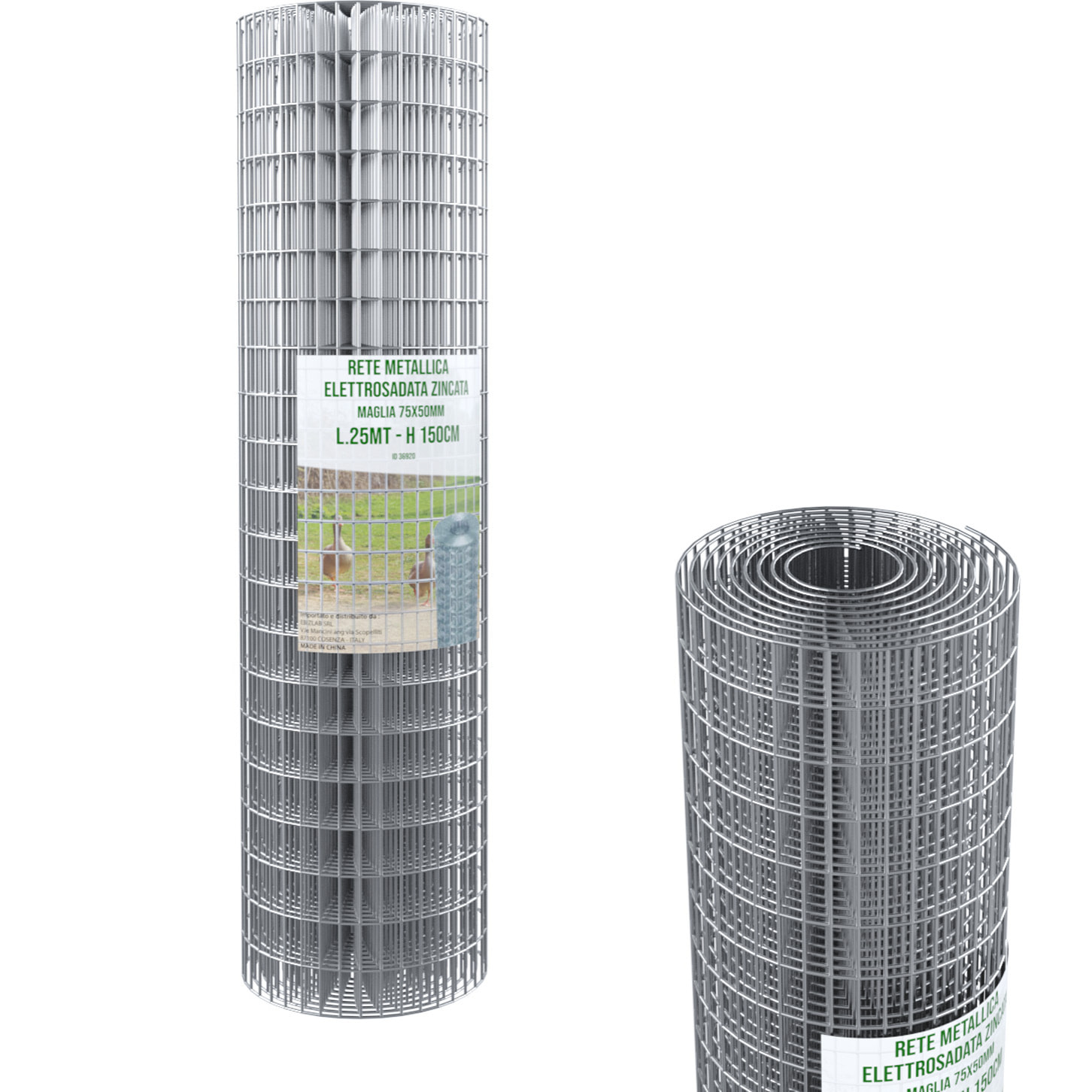 Rotolo Rete Metallica Per Recinzioni 25 M Zincata Elettrosaldata Rigida Maglia 75 x 50 mm Per Giardino Orto Piante Spazi Esterni (150 Cm)