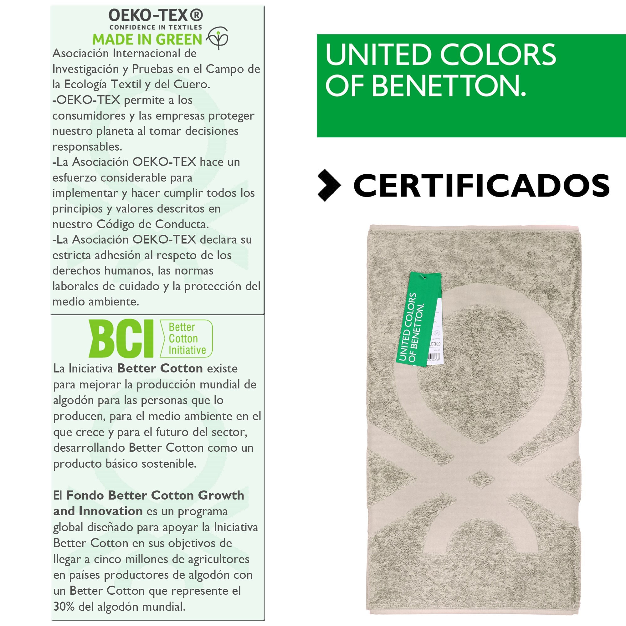 Alfombra de baño 50x80cm 750gsm 100%algodon beige casa benetton