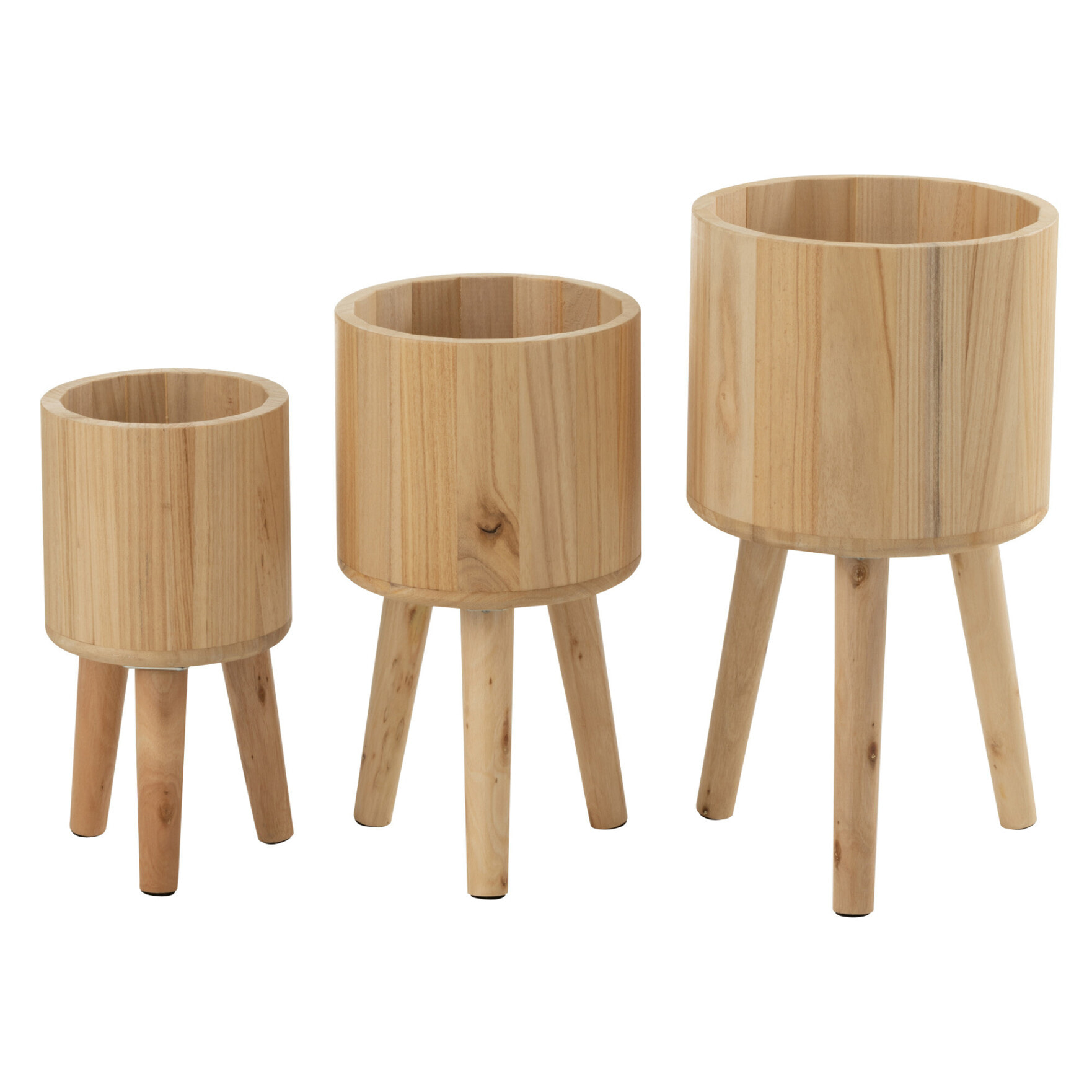 J-Line cache-pot Classique - bois - naturel - 3 pièces - Ø 27 cm