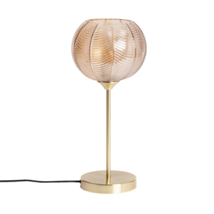 Lampe à poser métal et verre effet cristal Basile ambre Ø 20cm