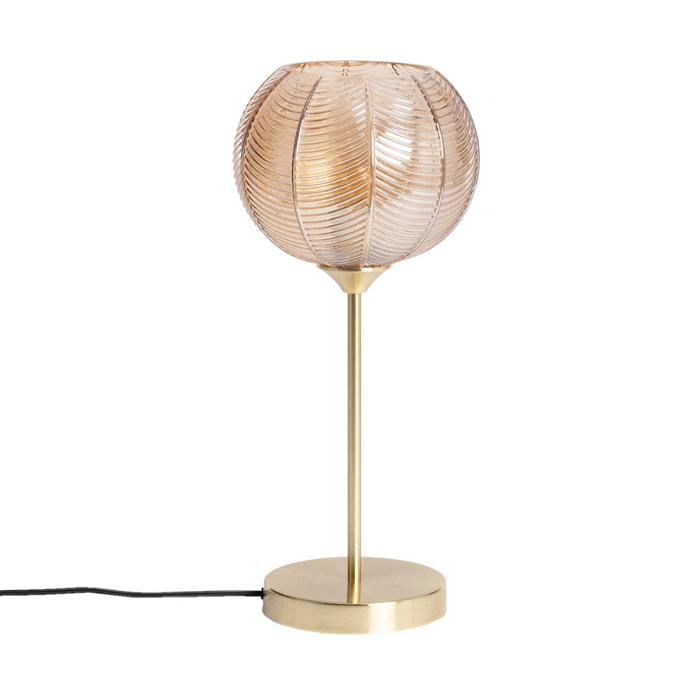 Lampe à poser métal et verre effet cristal Basile ambre Ø 20cm