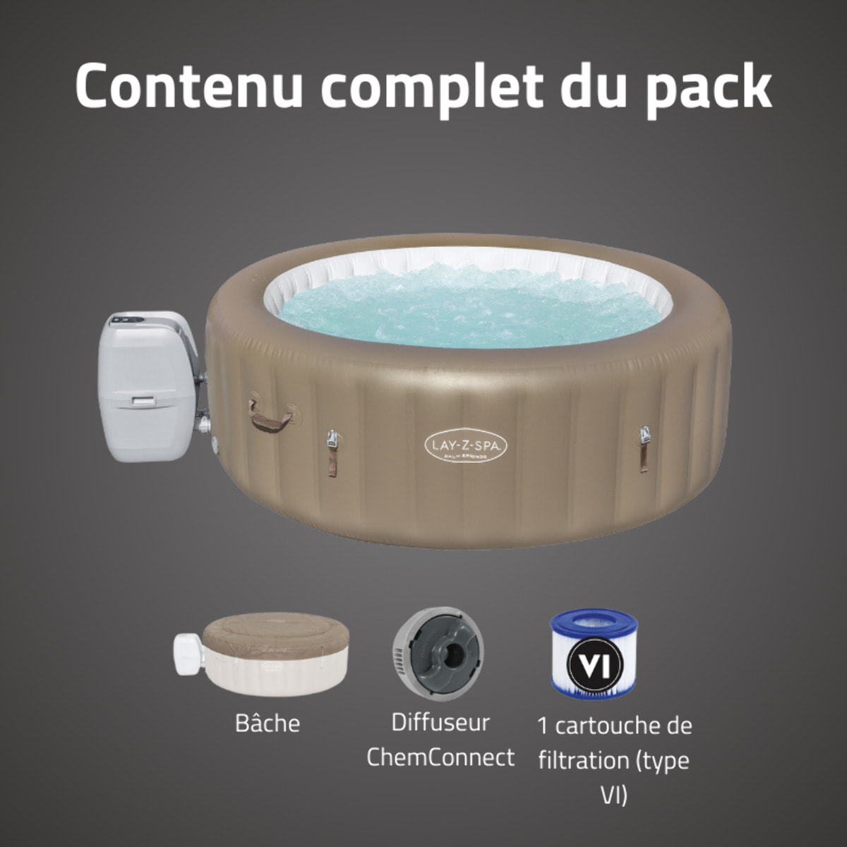 Bestway Spa gonflable rond Lay-Z-Spa Palm Springs AirJet 4-6 personnes