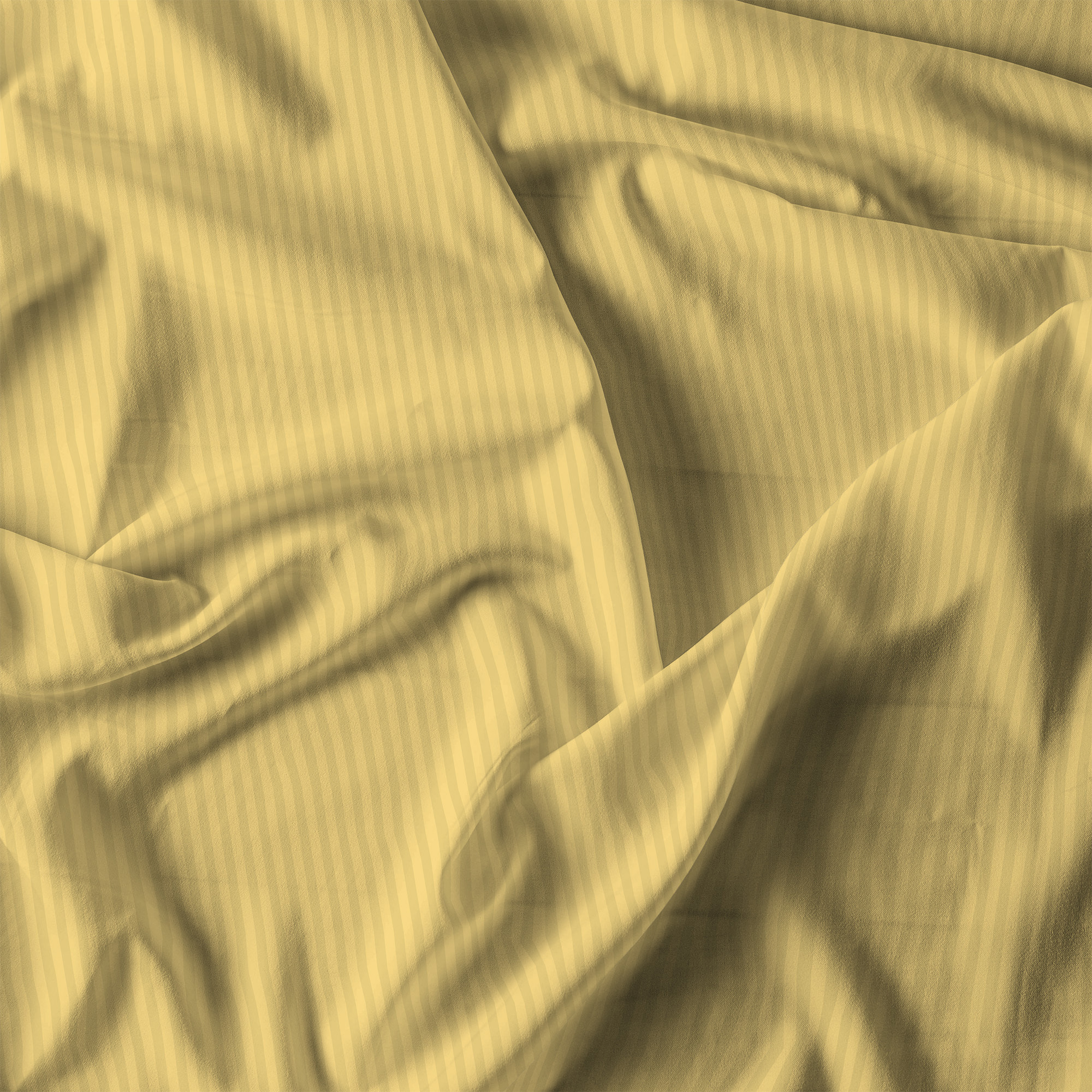 COMPLETO LETTO SATIN STRIPES, 100% Raso di Poliestere, Tinta Unita, Made in Italy - GIALLO