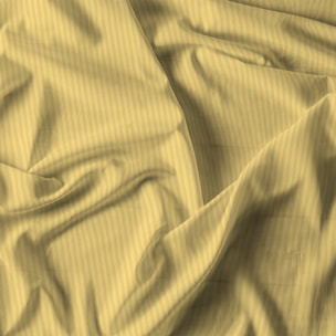 COMPLETO LETTO SATIN STRIPES, 100% Raso di Poliestere, Tinta Unita, Made in Italy - GIALLO