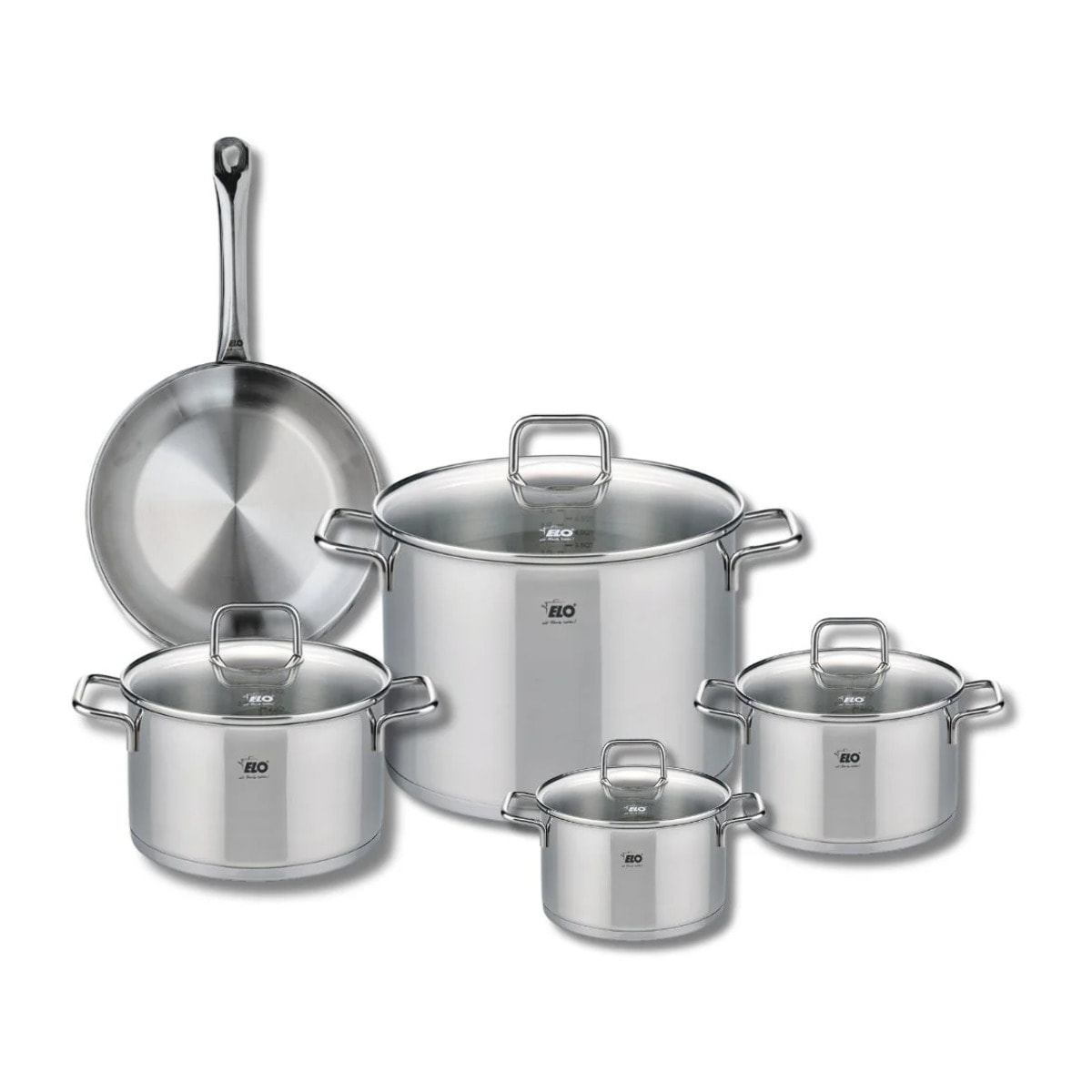 Ensemble de 1 Poêle de cuisson 24 cm et 4 faitouts 14, 16, 20 et 26 cm Elo Profi Citrin