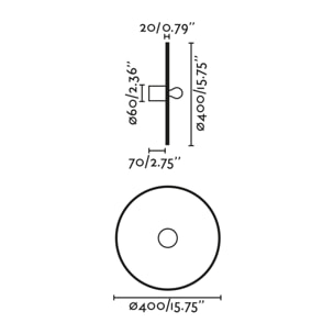 COSTAS 400 H70 Lampada da parete/plafoniera nera/ratan