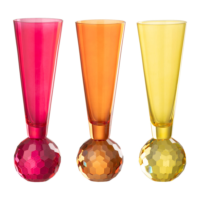 J-Line verre à champagne - verre - mix - 3 pièces