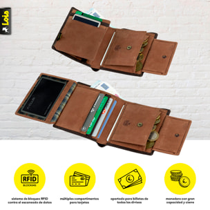 Cartera Hombre Piel Lois Hewitt Marron