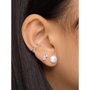 Pendientes Single Pearl Plata